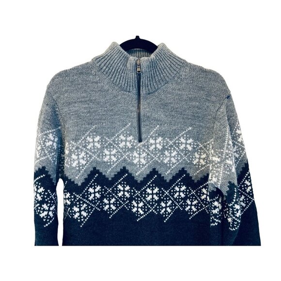 Made in Italy PAOLO MONDO Fair Island Pullover 1/4 Zip Sweater Blue Gray - Picture 2 of 10